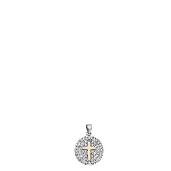 Kids First Holy Communion Cross CZ Disc Necklace