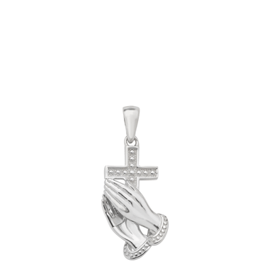 Kids First Holy Communion Cross with Praying Hands Necklace