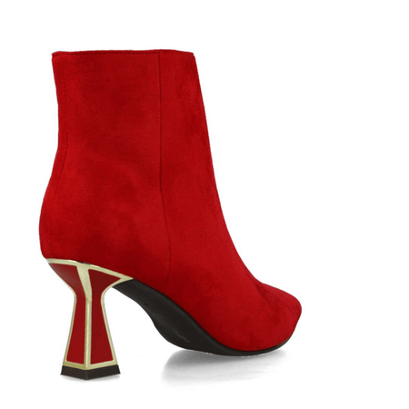 Menbur Red Suede Fluted Heel Ankle Boots