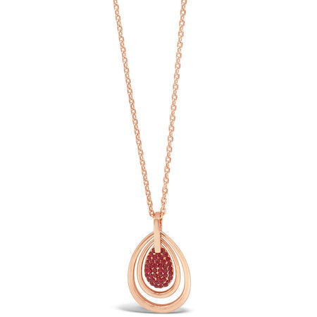 Absolute Rose Gold & Red Oval Pendant Necklace