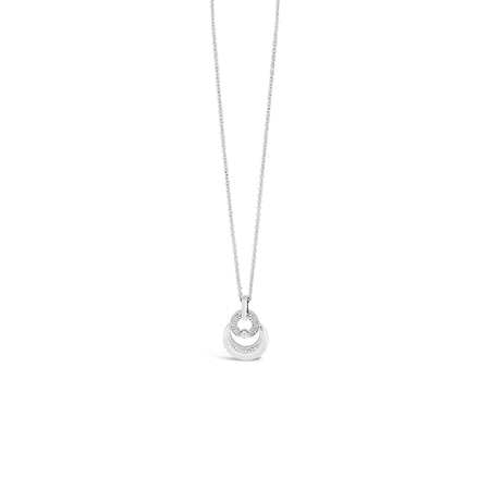 Absolute Silver Double Disc Pendant Necklace