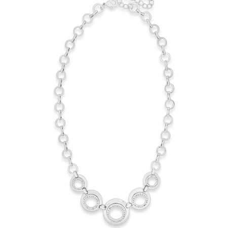Absolute Silver Cubic Zirconia Set Circles Necklace