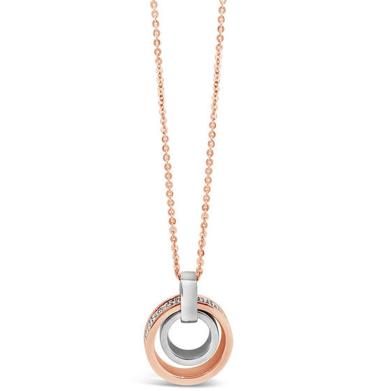 Absolute Silver & Rose Gold Long Necklace n2085mx