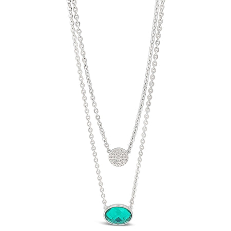 Absolute Silver & Emerald Double Necklace