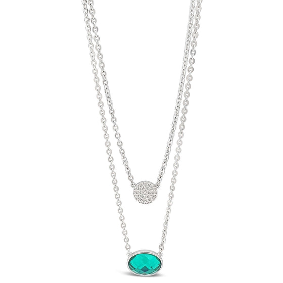 n2124em Absolute Silver & Emerald Double Necklace