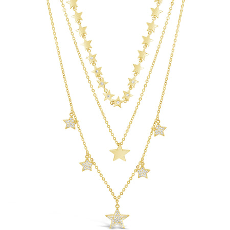 Absolute Triple Layer Star Necklace - Gold