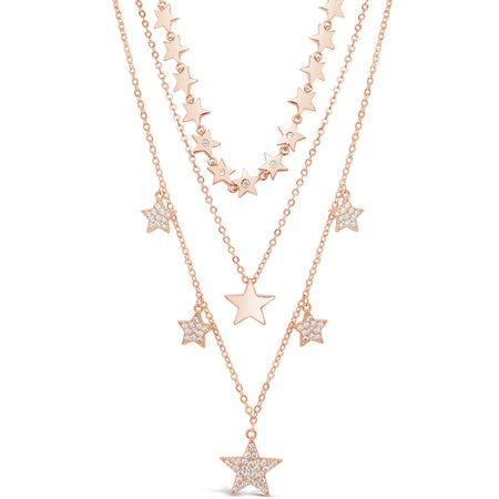 Absolute Triple Layer Star Necklace - Rose Gold