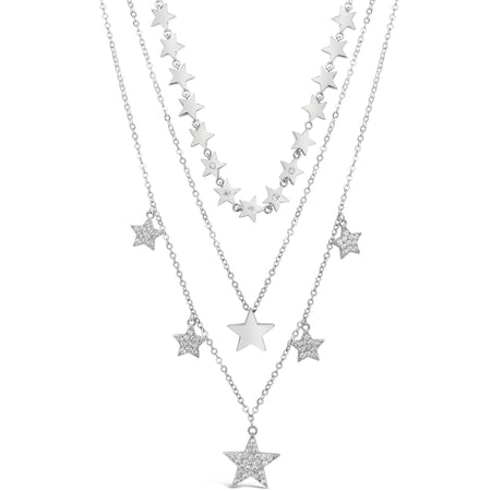 Absolute Triple Layer Star Necklace - Silver