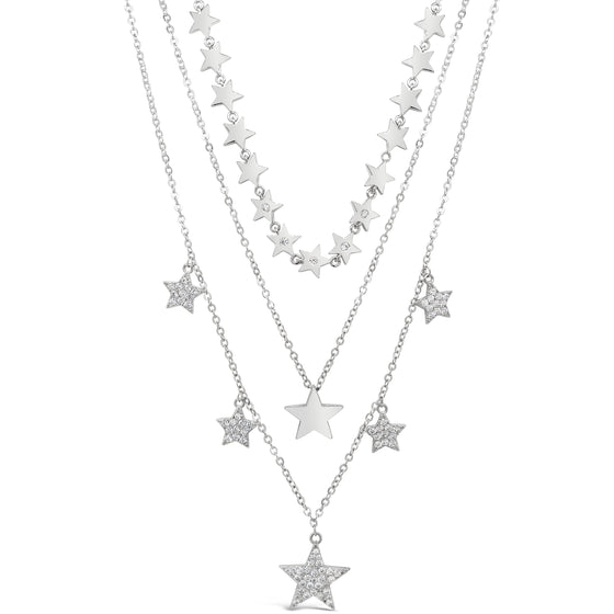 Absolute Triple Layer Star Necklace - Silver N2130SL