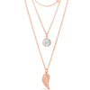 Absolute Feather Layered Necklace - Rose Gold & White Opal