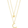 Absolute Star & Moon Layered Necklace - Gold N2141GL