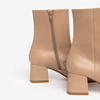 NeroGiardini Beige Leather Block Heel Ankle Boots