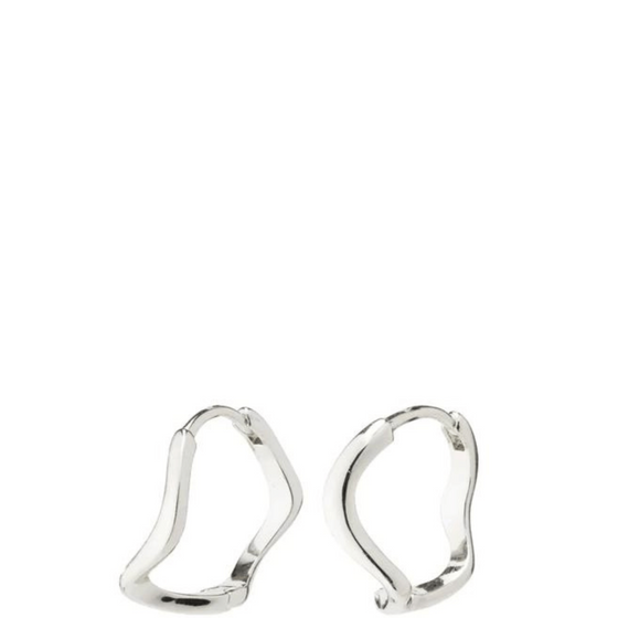 Pilgrim Alberte Wavy Small Silver Hoop Earrings