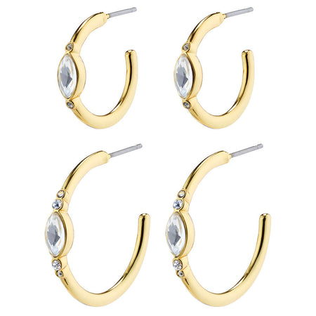 Pilgrim Alexandra Gold Crystal Hoop Earrings