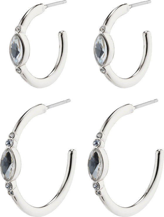 Pilgrim Alexandra Silver Crystal Hoop Earrings