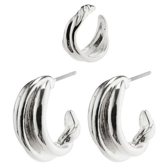 Pilgrim Amanda Silver Ear Cuff & Hoop Earrings