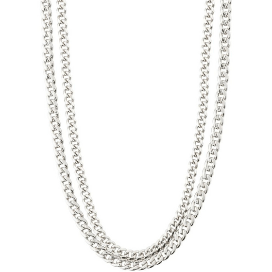 Pilgrim Blossom Silver Curb Chain Double Necklace