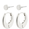 Pilgrim Eilish Silver Hoop Stud Earring Set