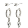 Pilgrim Elza Silver Hoop Stud Earring Set