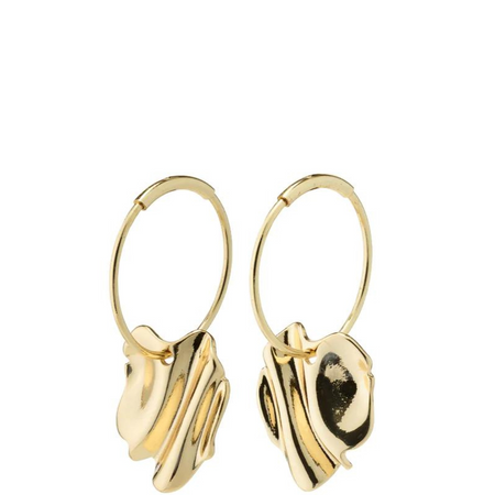 Pilgrim Em Wavy Gold Hoop Earrings