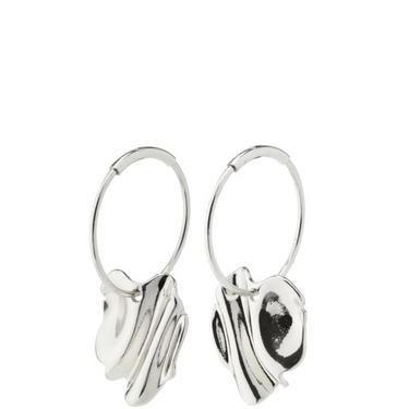 Pilgrim Em Wavy Silver Hoop Earrings
