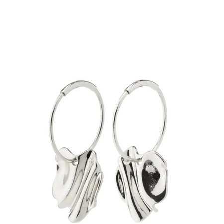 Pilgrim Em Wavy Silver Hoop Earrings