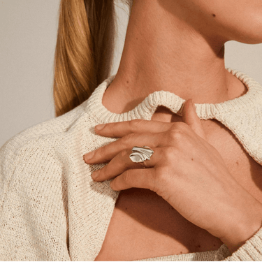 Pilgrim Em Wavy Silver Statement Ring