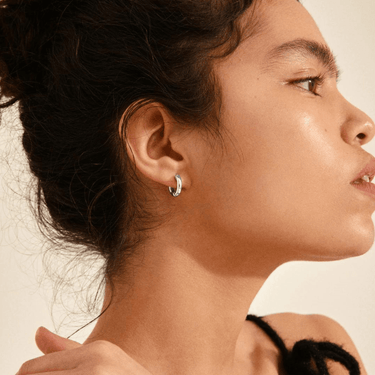 Pilgrim Francis Silver Chunky Mini Huggie Hoop Earrings