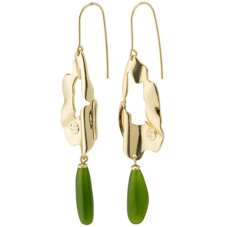 Pilgrim Freedom Gold Green Pendant Drop Earrings