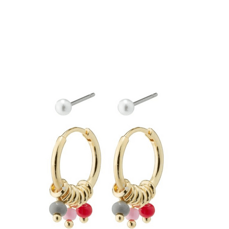 Pilgrim Freedom Huggie Hoops & Pearl Stud Earring set