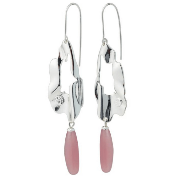 Pilgrim Freedom Silver Dark Pink Pendant Drop Earrings