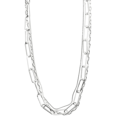 Pilgrim Freedom Silver Oval Link Layered Necklace