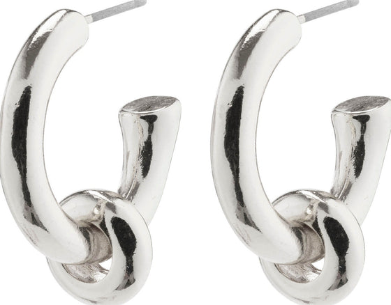 Pilgrim Hopeful Silver Huggie Hoop Earrings