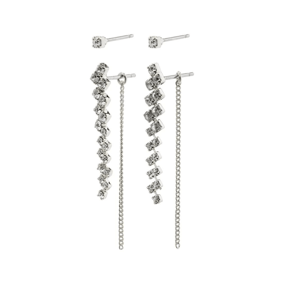 Pilgrim Jolene Chain Crystal Earrings - Silver