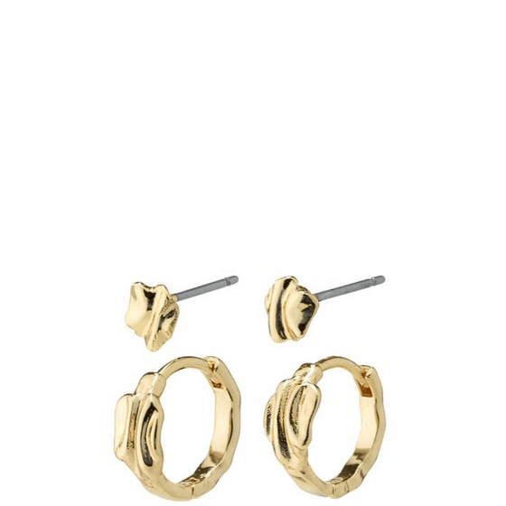 Pilgrim Peace Gold Organic Shaped Earrings (Set)