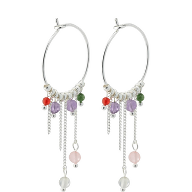 Pilgrim Peace Semi-Precious Silver Hoop earrings