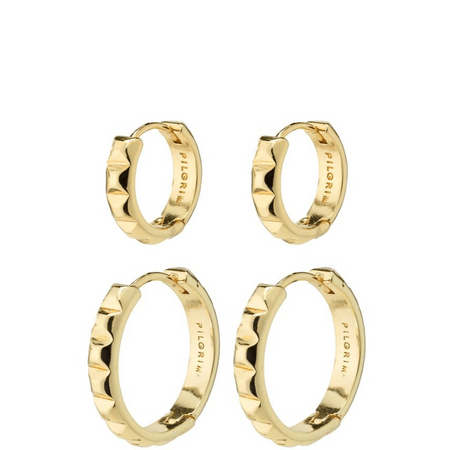 Pilgrim Trisha Pyramid Shape Gold hoop Earrings Set