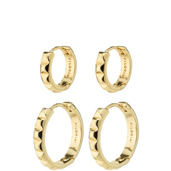 Pilgrim Trisha Pyramid shape Gold hoop Earrings Set