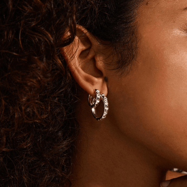 Pilgrim Trisha Pyramid shape Silver hoop Earrings Set