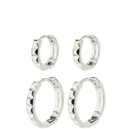 Pilgrim Trisha Pyramid Shape Silver hoop Earrings Set