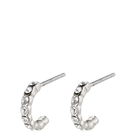 Pilgrim Brigitte Silver Mini Hoop Earrings - Clear