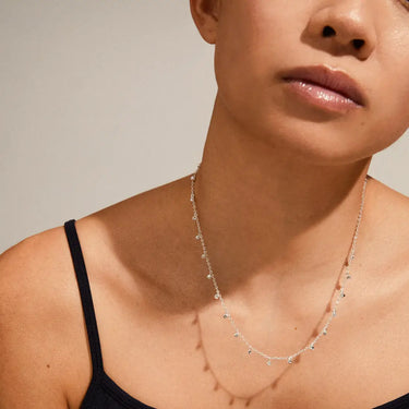 Pilgrim Maja Silver Crystal Multi Drops Fine Necklace