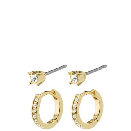 Pilgrim Millie Gold Crystal Hoop Earrings (Set)