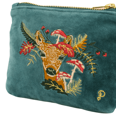 Powder Doe & Toadstools Mini Velvet Pouch-Purse