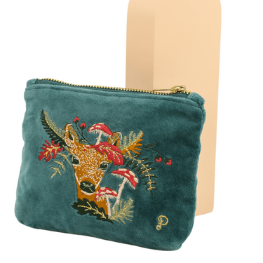 Powder Doe & Toadstools Mini Velvet Pouch-Purse