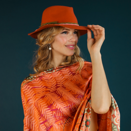 Powder Fedora Deborah Hat - Terracotta