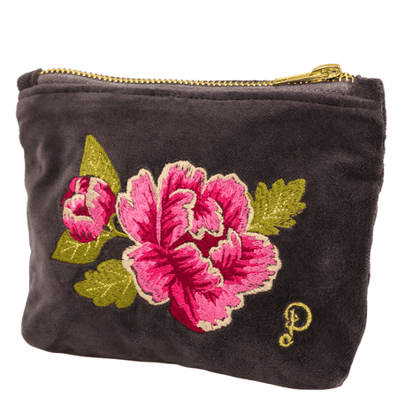 Powder Peony Mini Velvet Pouch/Purse