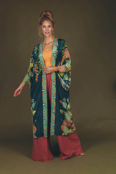Powder Wisteria Kimono Gown - Navy