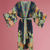 Powder Wisteria Kimono Gown - Navy