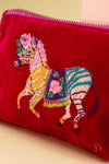 Powder Zebra Carnival Mini Velvet Pouch - Red